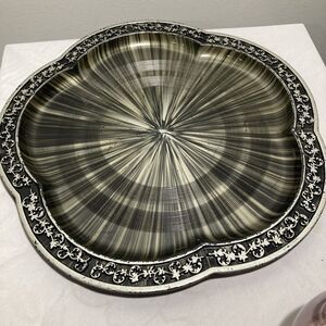 Vintage Rossini Black And Silver Decorative Serving Tray 13.5" Retro